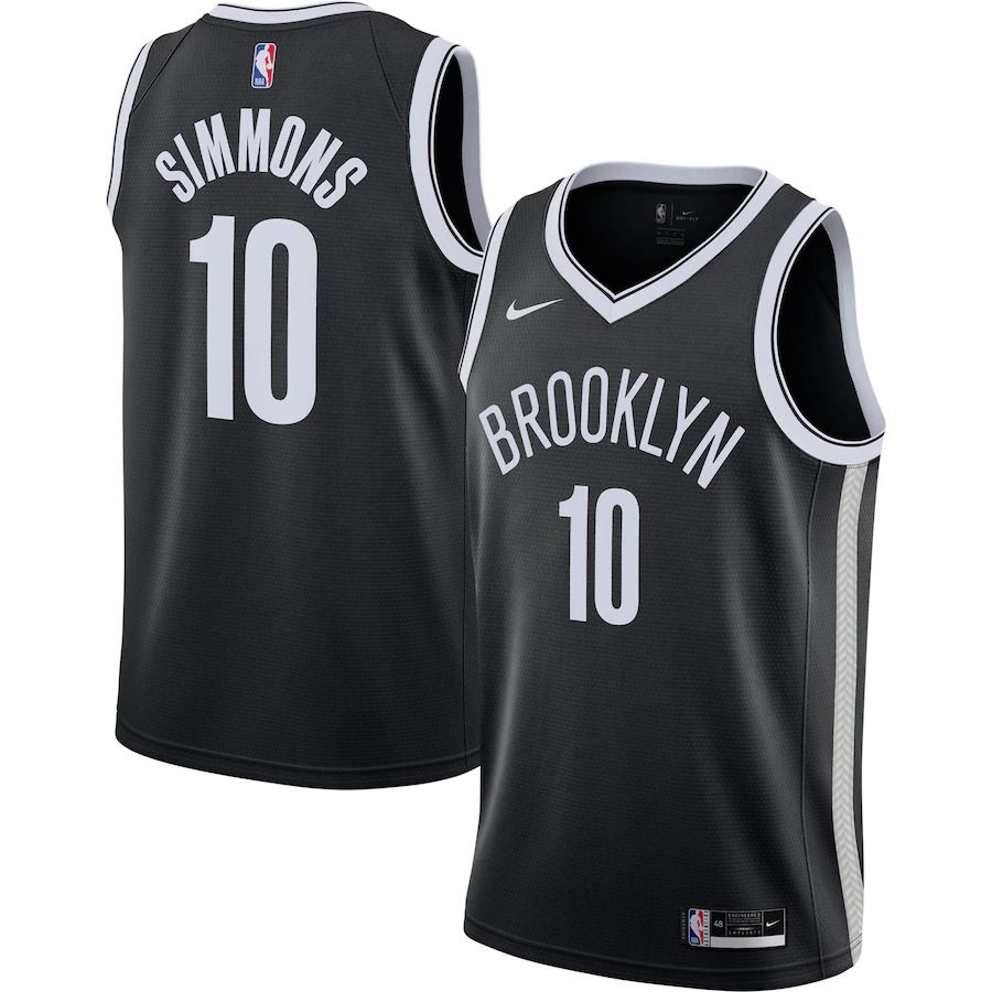 Men Brooklyn Nets 10 Ben Simmons Nike Black Swingman NBA Jersey